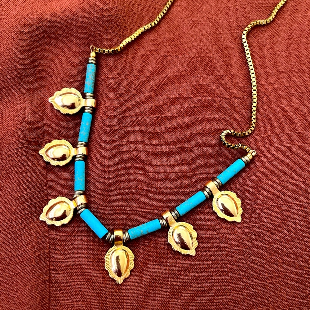 🌞 VANESSA MOONEY Turquoise & Gold Plated Necklace